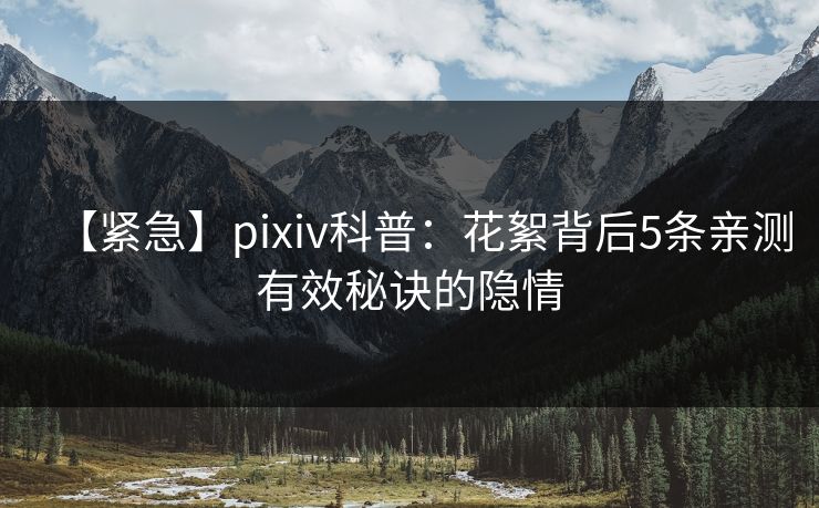 【紧急】pixiv科普：花絮背后5条亲测有效秘诀的隐情