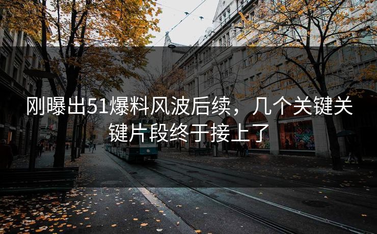 刚曝出51爆料风波后续，几个关键关键片段终于接上了