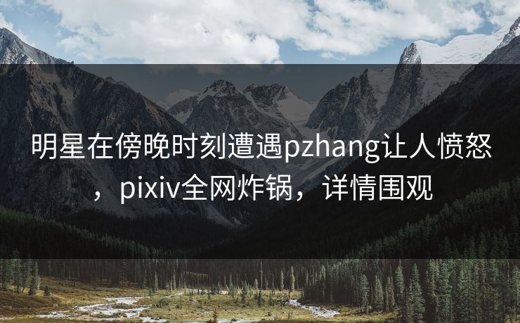 明星在傍晚时刻遭遇pzhang让人愤怒,pixiv全网炸锅,详情围观