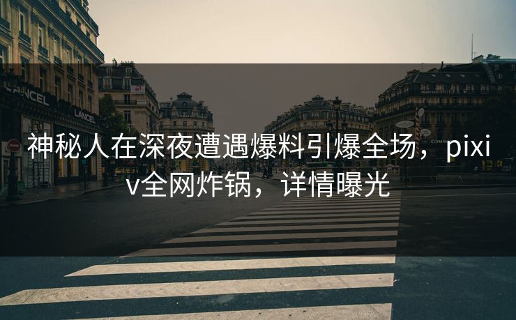 神秘人在深夜遭遇爆料引爆全场，pixiv全网炸锅，详情曝光