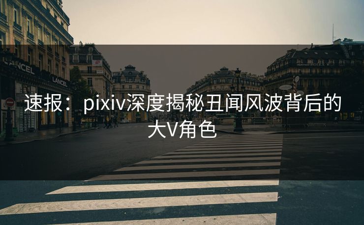 速报:pixiv深度揭秘丑闻风波背后的大V角色