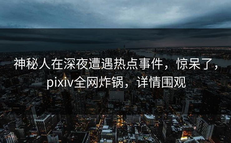 神秘人在深夜遭遇热点事件,惊呆了,pixiv全网炸锅,详情围观
