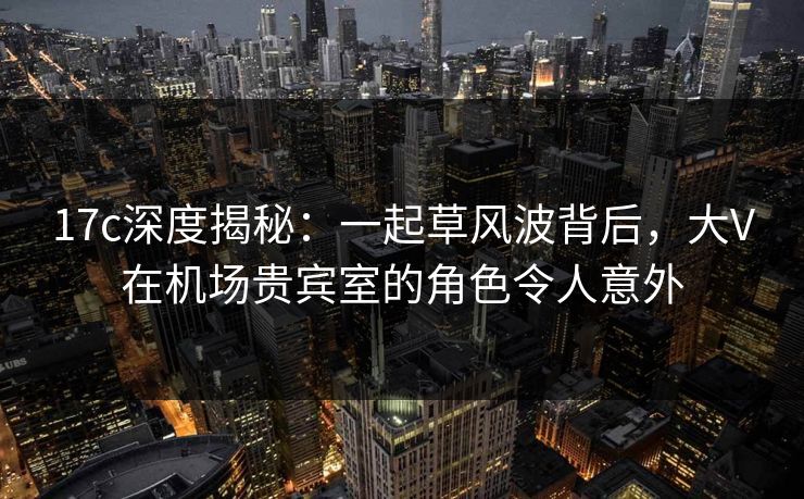17c深度揭秘:一起草风波背后,大V在机场贵宾室的角色令人意外 17c深度揭秘:一起草风波背后,大V在机场贵宾室的角色令人意外