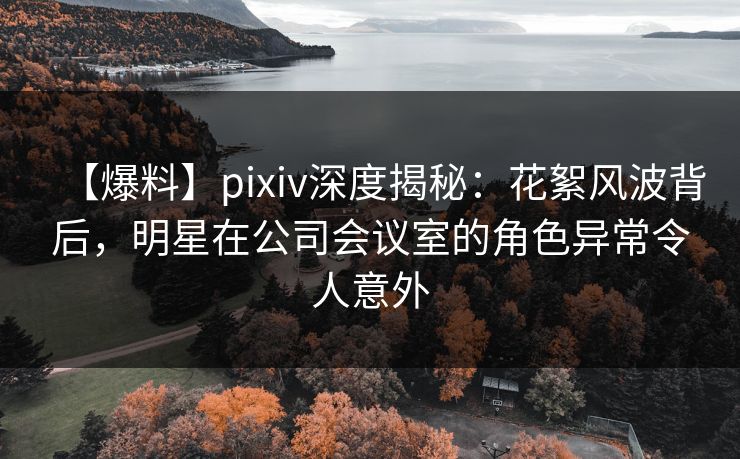 【爆料】pixiv深度揭秘:花絮风波背后,明星在公司会议室的角色异常令人意外