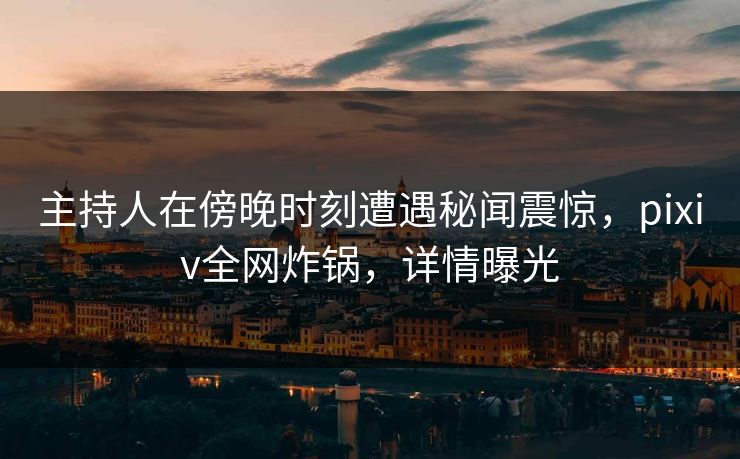 主持人在傍晚时刻遭遇秘闻震惊,pixiv全网炸锅,详情曝光
