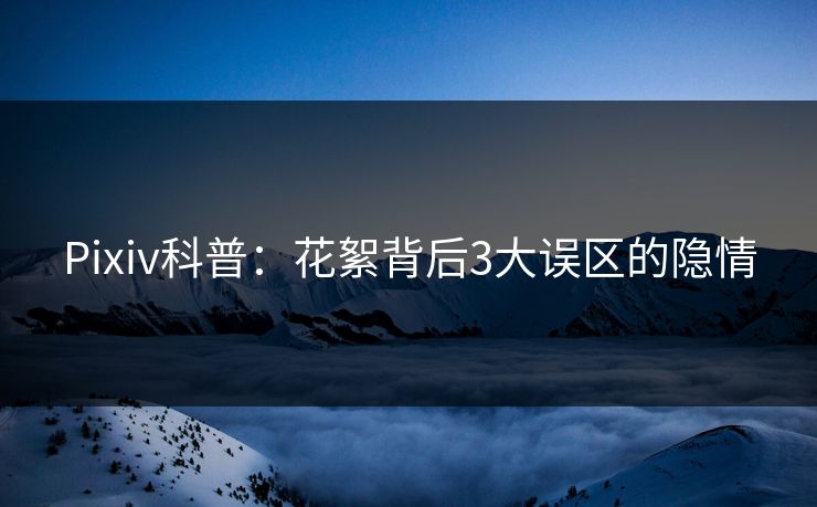 Pixiv科普:花絮背后3大误区的隐情 Pixiv科普:花絮背后3大误区的隐情