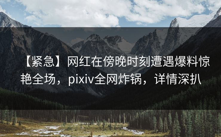 【紧急】网红在傍晚时刻遭遇爆料惊艳全场，pixiv全网炸锅，详情深扒