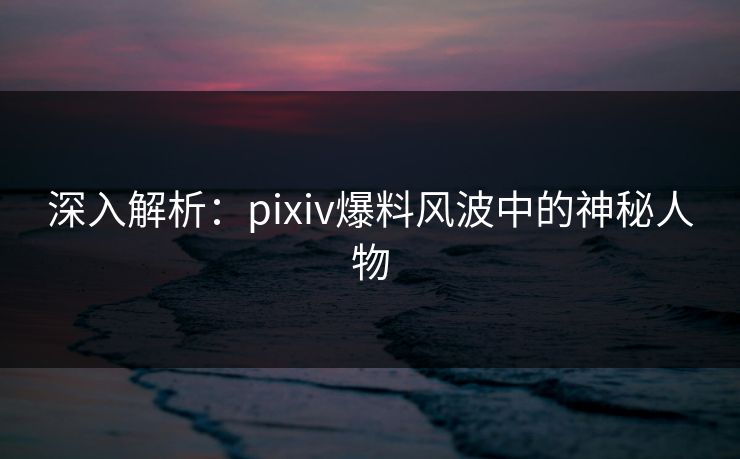 深入解析:pixiv爆料风波中的神秘人物